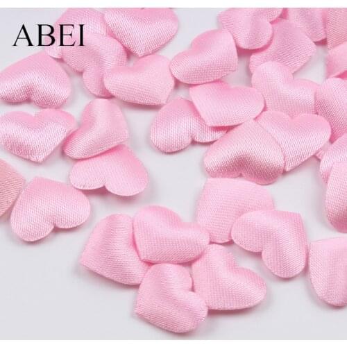 200pcs 14mm Quality Satin Love Patch Soft Foan Heart For Wedding Party Home Decoration DIY Gift Box Cards Making Accessories