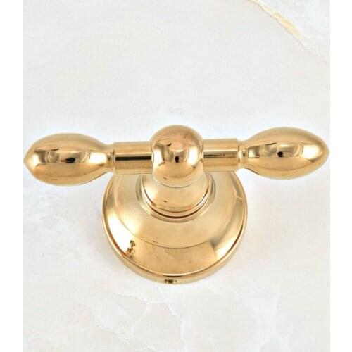 Wall Mounted Luxury Polished Gold Color Brass Bathroom Towel Coat Hooks Dual Robe Hook Hanger Bathroom Accessory mba888