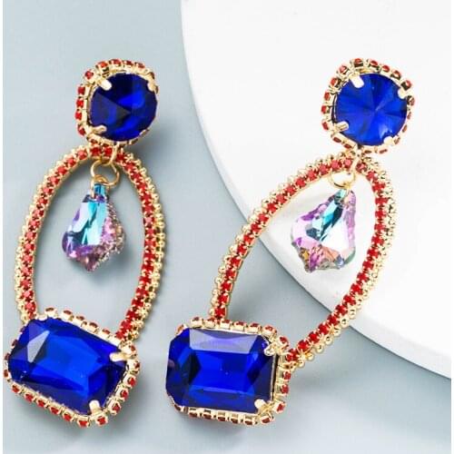 New French Vintage Palace Style Sapphire Crystal Earrings Elegant Temperament Crystal Exquisite Earring Ladies Jewelry Wholesale