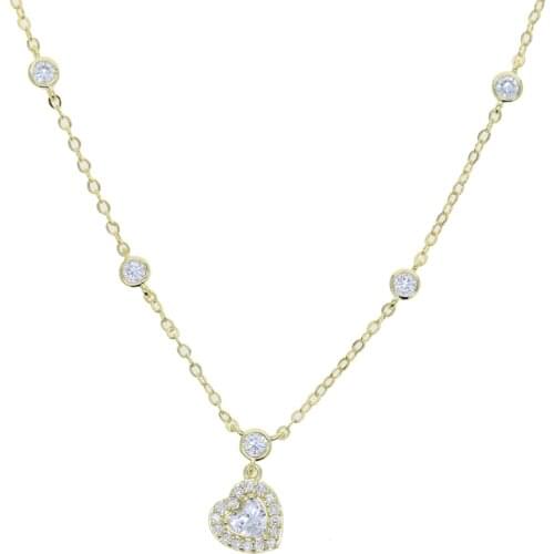 NEW Silver gold Color cz heart charm Choker Necklace For Women Collar Goth Necklaces Fashion Party Chain Necklaces Punk Jewelry