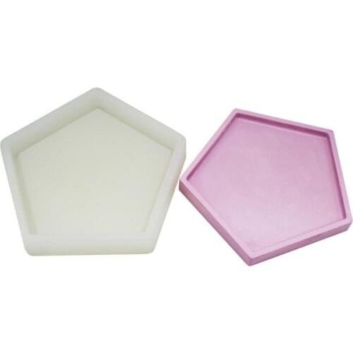 Pentagon Base Furnishing Articles Fruit Plates Concrete Dish Handmade Mold Concrete Tray Silicone Mold