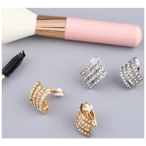 Multicolor Brass micro pave cz zircon cubic zirconia Ear clip cuff Earrings no piercing copper gold plated crystal rhfh34