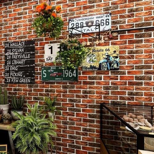 Retro nostalgic 3D three-dimensional wallpaper antique brick pattern Chinese restaurant bar cafe culture stone wall paper