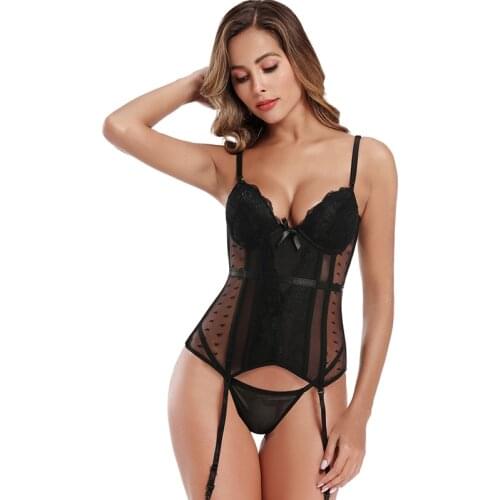 Sexy Lingerie Women Steampunk Corset Top Bustier Body Shaper Underwear Mesh Hollow Out Slimming Lace Gothic Style Erotic Corset