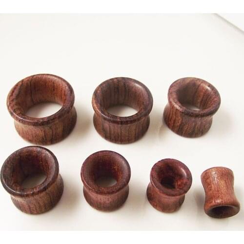 2 Piece 8-20mm Wood Saddle Concave Gauge Ear Plugs Hollow Bone Flesh Tunnel Body Piercing Jewelry