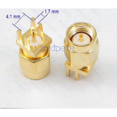 SMA male pin plug 0.62" 1.7mm PCB Edge socket Mount Solder RF Connetor Adapter