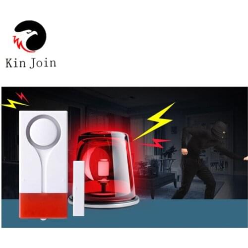 KINJOIN Home Security Red Flash With Sound Window Door Magnet Sensor Detector Wireless Alarm System+Remote Controller