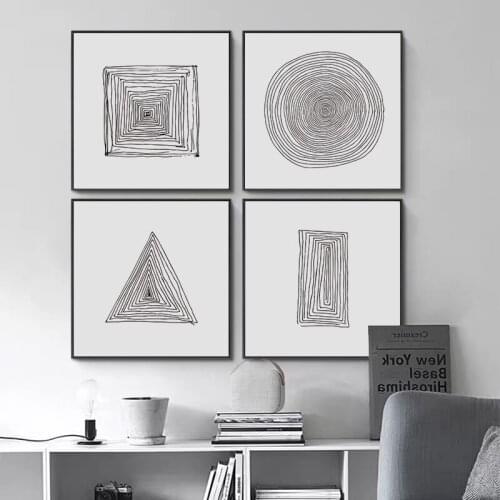 Concise modern and abstract black and white line sitting room poster porch mural canvas adornment picture the picture on wall