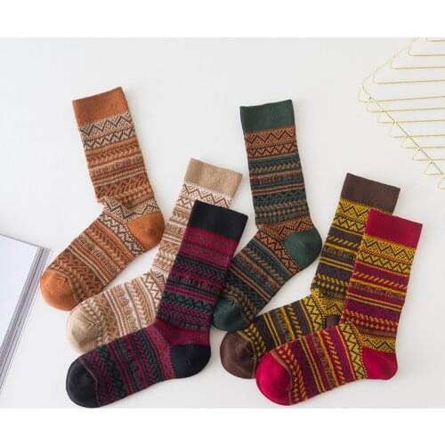 Women Long Socks Cotton 2020 New National Style Autumn Winter Breathable Female Socks Womens Fashion New Happy Casual Socks