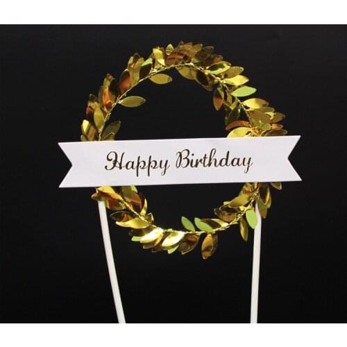 1Pcs Flower Wreath Cake Topper LED Glowing Happy Birthday Party Baby Shower Decoration DIY Baking Cake Top Flags Insert Supplies