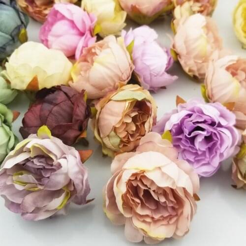 10pcs Flower Head Silk Penoy DIY Scrapbooking Decorative Flower Heads For Home Garden Wedding Birthday Party Decoration Supplies
