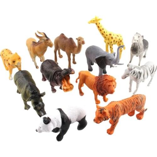 12pcs Zoo Animal Model Set Animals Figures Simulation Animal Collection Toy Great Educational Toys For Kids Birthday Gift