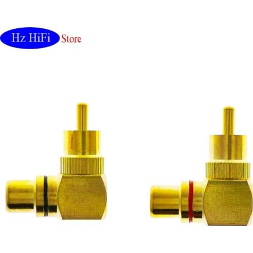 2PCS High quality Red Black 90 Degree Brass RCA Right Angle Male To Female Gold Plated Connector Adapters Connectors