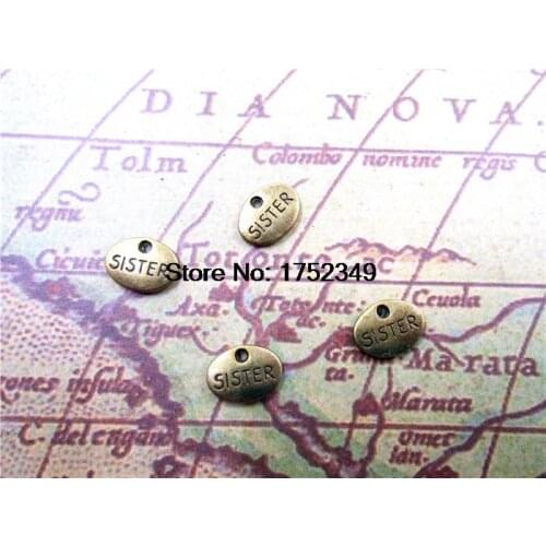 30pcs-Sister Charms, Antique Tibetan bronze Tone sister charm Pendants,sister Gifts 13x8mm