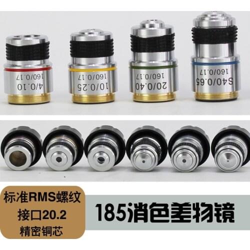 RMS 20.2mm 4X 10X 40X 100X Achromatic Objective Lens for Biological Microscope 185