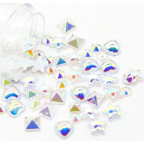 Mixed Shapes Flatback Shiny Acrylic Garment Rivets|Paste-on Acrylic Rivets|Slime DIY Crafting Beads|Flatback Scrapbooking Beads