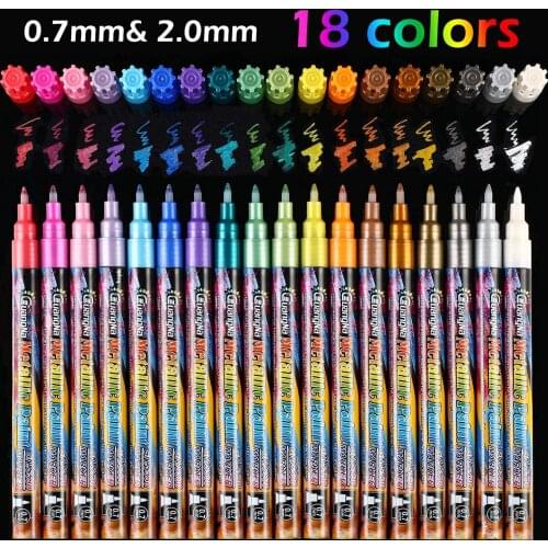 6/24 Colors Acrylic Metallic Marker Pens Extra Fine Point Paint Pen Art Permanent Markers Painting for Cards Signature Lettering