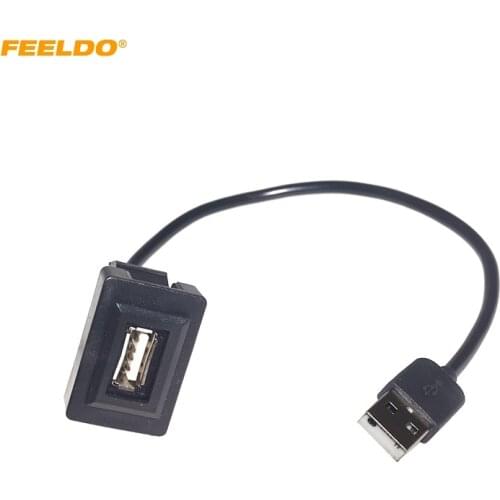 FEELDO Car USB Wire Adapter for Toyota Dashboard Flush Mount USB 2.0 Port Panel Male to Female Extension Plug Cable Charger