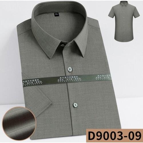 Bamboo Fiber Soft Cozy No Pockets Thin Solid Color Casual Business Formal Short-sleeved Shirt Men Slim Fit Non-iron Work Shirt