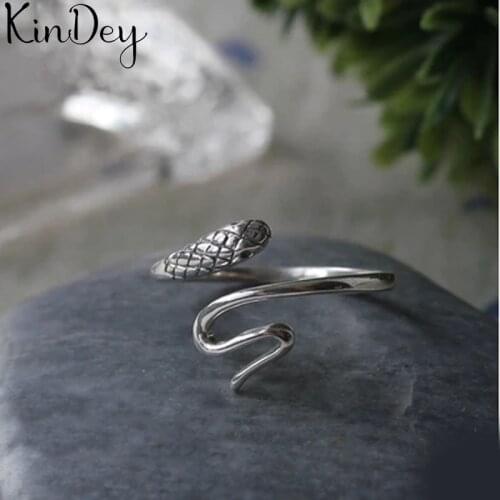 Boho Antique Silver Color Snake Rings For Women Men Statement Jewelry Finger Ring anillos mujer bijoux Wholesale