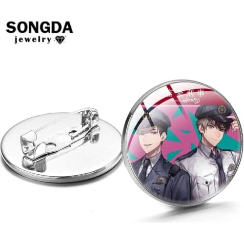 SONGDA Anime Balance UNLIMITED Kato Kanbe Daisuke Brooches Cabochon Glass Dome Alloy Lapel Pins Anime Pattern Gift for Women Men