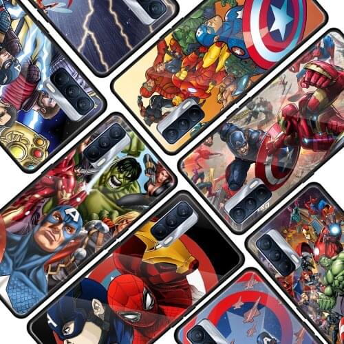 Marvel Avengers for OPPO Realme 7i 7 6 5 Pro C3 XT A9 2020 A52 Find X2Lite Luxury Tempered Glass Phone Case Cover