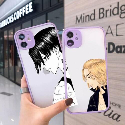 Tokyo Revengers Phone Case For iPhone 12 11 Mini Pro XR XS Max 7 8 Plus X Matte transparent Purple Back Cover