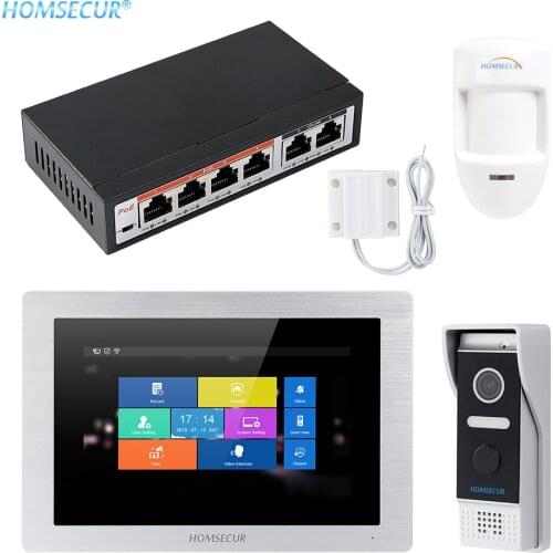 HOMSECUR 7" Wired PoE IP RJ-45 Video&Audio Home Intercom 1.0MP with Alarm System BC031IP-B+BM714IP-S