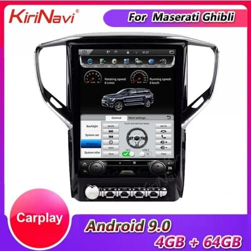 KiriNavi 12.1" Vertical Screen Tesla Style 1 Din Android 9.0 Car Radio For Maserati Ghibli Car Dvd Multimedia Player Auto GPS 4G