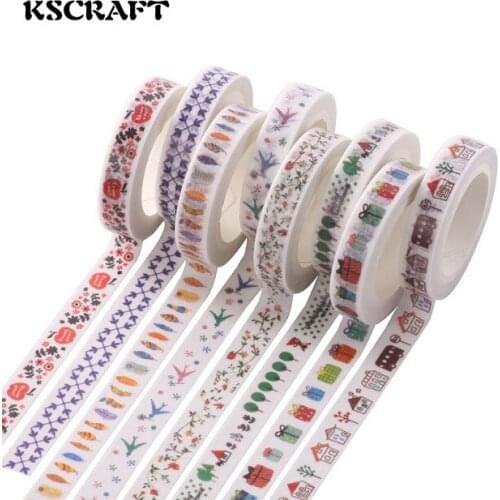 KSCRAFT 8mm*7m Adhesive Tape for Scrapbooking DIY Craft Sticky Deco Masking Japanese Paper Washi Tape Multicolour