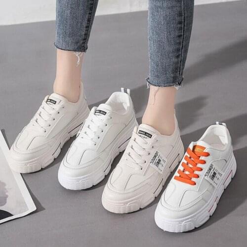 Leather Casual Shoes Women Sneakers basket femme Autumn Sneakers Platform Med Heel Ladies Shoe zapatillas mujer