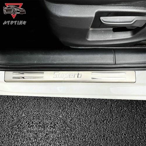 For skoda superb 2010 2012 2014 2015 2016 2018 2019 Stainless Steel Door Sill Pedal Scuff Plates Accessories Car Styling