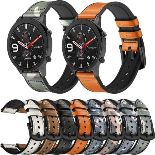 New 20/22mm Silicone Camouflage leather Wristband for Xiaomi Huami Amazfit GTR 42/47mm bracelet Quick installation accessories