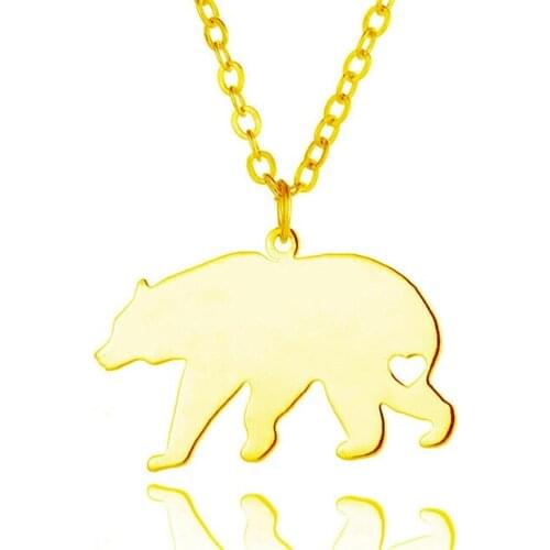 New Polar Bear Charm Necklace Gold Color Silver Color Stainless Steel Polar Bear Pendant Necklace Polar Bear Jewellery
