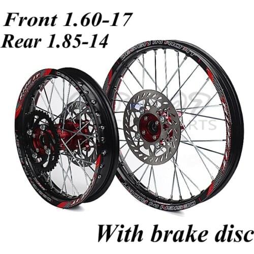 1.60-17 & 1.85-14 inch Front Rear Alloy Wheel Rim with CNC Hub brake disc For KAYO HR-160cc TY150CC Dirt Pit bike 14/17 inch