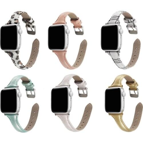 Genuine Leather for Apple Watch Slim Leopard Bands 40mm 42 44mm for iWatch SE Womens Strap Classic Wristband Series 6 5 4 3