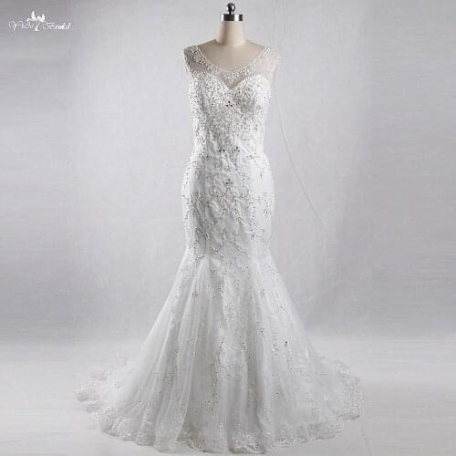 RSW1374 Yiaibridal Real Job Photos Boat Neckline Mermaid Lace Bride Embroidery Beaded Wedding Dress