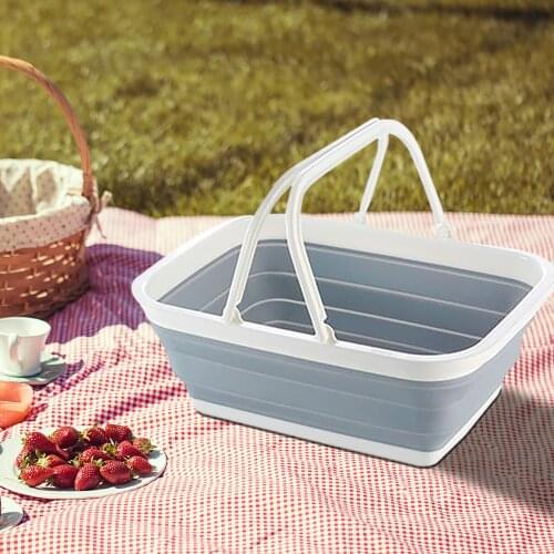 Collapsible Sink With Handle Foldable Plastic Wash Basin Household Outdoor Camping Fishing Practical Basin Outdoor Dishwashing