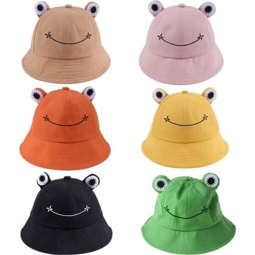 Foldable Cotton Frog Bucket Hat Summer Sunscreen Fisherman Cap Hunting Sunhat