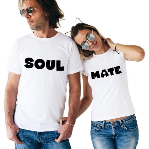 Soulmates T Shirt Couples T-shirts Matching Letter Wedding Top Tee Couple Tshirt Cotton Anniversary Gift Honeymoon Shirts