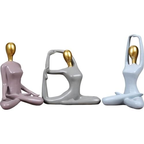 Modern Home Decoration Yoga Statue Fashion Resin Abstract Yoga Figure Sculpture Handmade Yoga Art Collection Gift Ornament