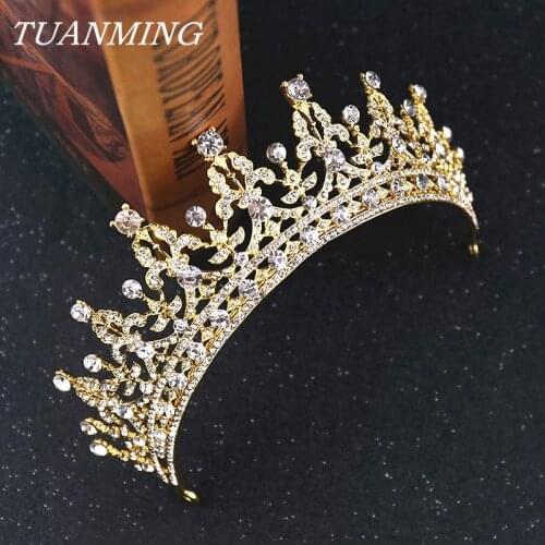 Rhinestone Bride Crown Golden Royal Crowns Tiaras Ladies Accessories Headbands Wedding Tiaras For Brides