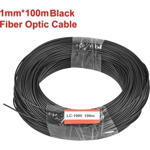 100M Black Jacket PMMA end glow plastic optic fiber cable Inner diameter 1mm for Decorative lighting
