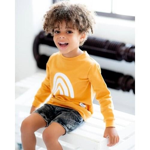 Newborn Baby Girls Boys Sweatshirts Infant Long Sleeve Rainbow Print Tee 2020 Autumn New Thick Casual O-neck Tops Sweatshirts