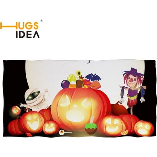 HUGSIDEA Pumpkin Halloween Printed Comfortable Soft Womens Bath Towel Bathroom Absorbent Large Beach Towels Travel Serviette