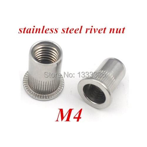 100pcs M4 Flat Thread Rivet Nut Rivnut Insert Nutsert column Nut SUS304 stainless steel