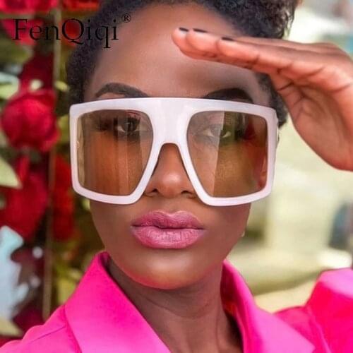 Eyewear Shield Square Sunglasses For Women 2021 Vintage Oversized Black Pink Sun Glasses Eyewear Female Cool Black Blue Shades