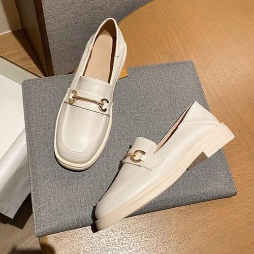2021 Spring Autumn Shoes British Shoes Female Wild Shoes Peas Womens Shoes Luxury Women High Heels Shoes Big Size 34-44