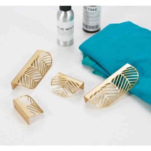 Gold brass Kitchen Cabinet Knobs Nordic Wardrobe Handles Drawer Pulls Bedroom Cabinet Handle Hidden Style Zinc alloy