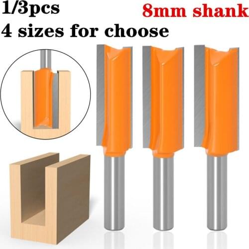 1-3pcs 8mm Shank Straight/Dado Router Bit Wood Cutting Tools